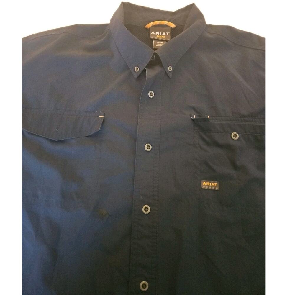 Ariat Rebar Foreman Polo Shirt Mens Size XL Short Sleeve Navy Blue - Picture 3 of 8